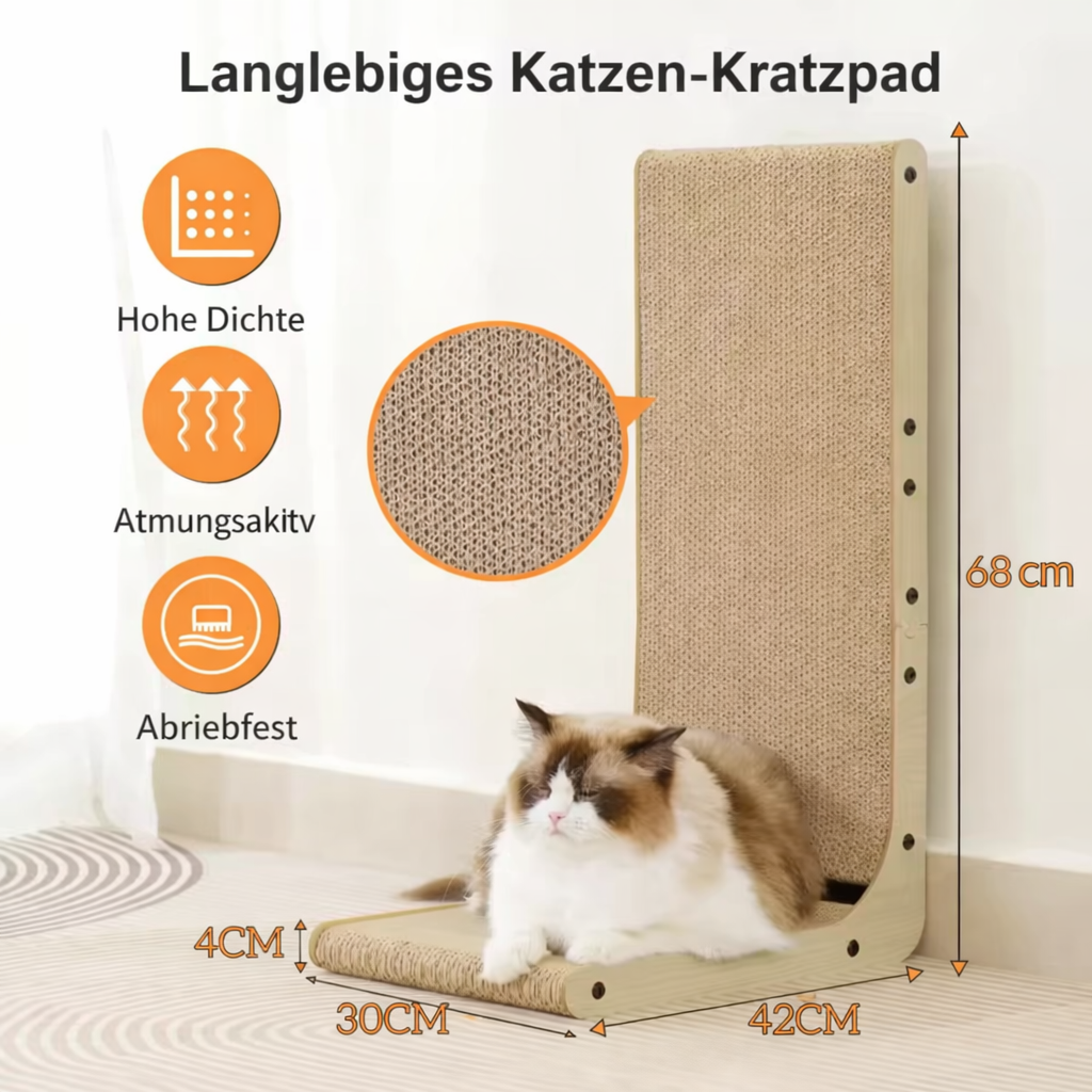 Multifunktionales Katzenkratzbrett - L- Form - robust & langlebig