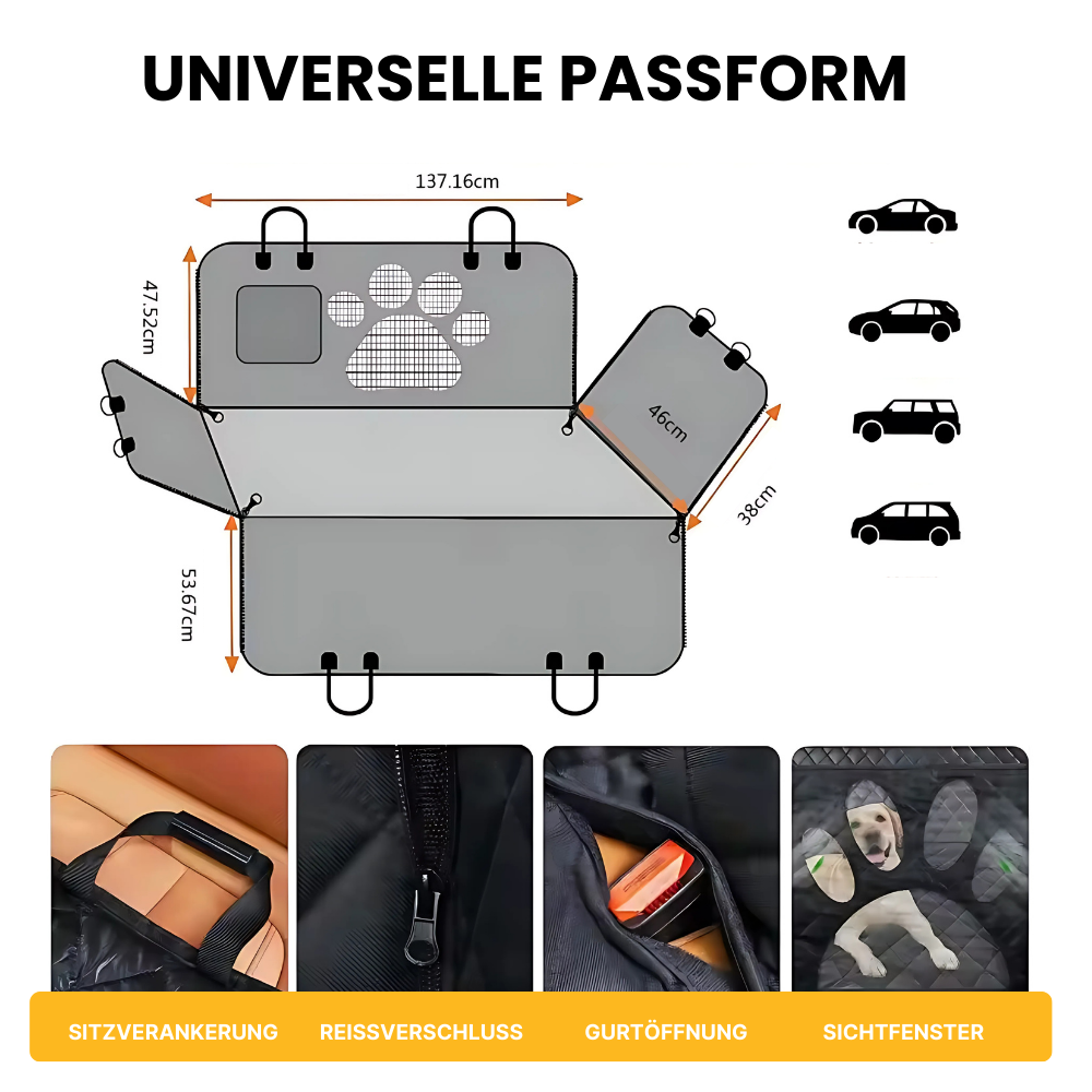 Hundesitzbezug fürs Auto – 100% wasserdicht, kratzfest & mit Sichtfenster
